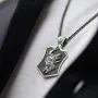 Серебряный кулон Волк воет на луну 376 Оникс