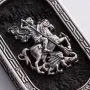 Серебряный кулон Св. Георгий Подебедоносец с эбеновым деревом 950 Оникс