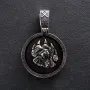 Серебряный кулон Медведь с эбеновым деревом и фианитами 947 Оникс