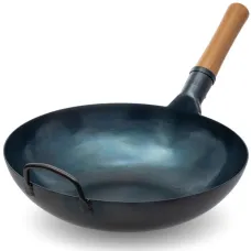 Сковорода Вок (Wok) Yosukata 34 см пласке дно та блакитна вуглецева сталь Сковорода Вок (Wok) Yosukata 34 см пласке дно та блакитна вуглецева сталь