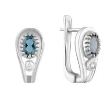 Серебряные серьги SilverBreeze с топазом Лондон Блю (2087496)