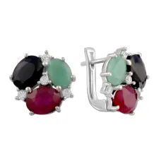 Серебряные серьги SilverBreeze с натуральным сапфиром 4.05ct изумрудом рубином (2096610)