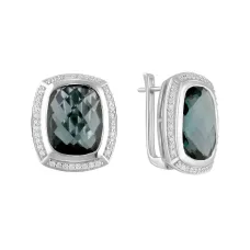Серебряные серьги SilverBreeze с топазом Лондон Блю 16.375ct фианитами (2103400)