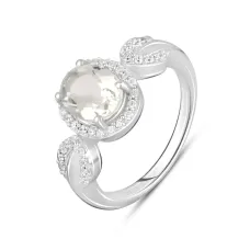 Серебряное кольцо SilverBreeze с натуральным зеленым аметистом 2.71ct фианитами (2111023) 17.5 Серебряное кольцо SilverBreeze с натуральным зеленым аметистом 2.71ct фианитами (2111023) 17.5