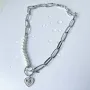 Серебряное колье SilverBreeze с искусственным жемчугом (2115670) 500