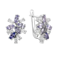 Серебряные серьги SilverBreeze с натуральным танзанитом 7.3ct топазом белым (2116882)