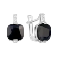 Серебряные серьги SilverBreeze с натуральным сапфиром 7.537ct фианитами (2120117)