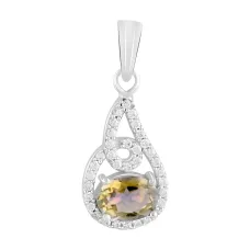 Серебряная подвеска SilverBreeze с цитрином nano 1.6ct фианитами (2122777)