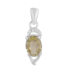 Серебряная подвеска SilverBreeze с цитрином nano 1.15ct фианитами (2122845)