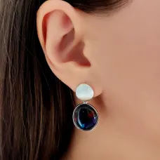 Серебряные серьги SilverBreeze с искусственным аммолитом 17.281ct (2128366)