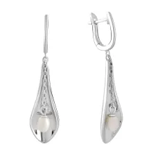 Серебряные серьги SilverBreeze с натуральным жемчугом (2128496)
