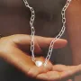 Серебряное колье SilverBreeze с натуральным жемчугом барочным (2130192) 450-500