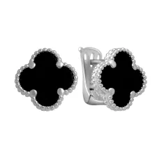 Серебряные серьги SilverBreeze с натуральным ониксом (2137993)