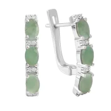 Серебряные серьги SilverBreeze с натуральным изумрудом 2.934ct фианитами (2140702)