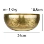 Тибетська співаюча чаша Singing bowl Мантра і полум'я зовні Мушля всередині Холодне кування 24/24/10,8 см Бронзовий (27414)