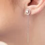 Серебряные серьги - пусеты с цепочками (жемчуг) 40017 Оникс