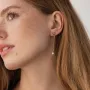 Серьги - пусеты Жемчужина на цепочке в желтом золоте с08360 Оникс