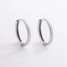 Серьги - кольца в белом золоте с08329 Оникс