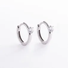 Серебряные серьги - кольца с фианитами OR111310 Оникс