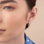 Серьги - кольца Жемчужина на цепочке в желтом золоте с08356 Оникс