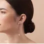 Серьги - кольца Жемчужина на цепочке в красном золоте с08355 Оникс