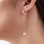 Серьги - кольца Жемчужина на цепочке в красном золоте с08355 Оникс