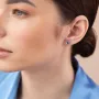Золотые серьги - пусеты с голубыми топазами с08410 Оникс