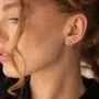 Серьги - пусеты Акцент с фианитами (белое золото) с08453 Оникс