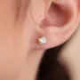 Серьги - пусеты с фианитами (желтое золото) с08346 Оникс