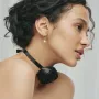 Серьги - кольца с жемчугом (желтое золото) с08359 Оникс