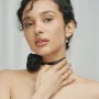Серьги - кольца с жемчугом (желтое золото) с08359 Оникс
