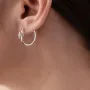 Серьги - кольца Гвоздь в белом золоте (фианиты) с08342 Оникс