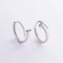 Серьги - кольца Гвоздь в белом золоте (фианиты) с08342 Оникс