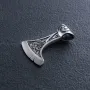 Серебряный кулон Топор со Щитом Иггдрасилья, Кельтским амулетом Спокойствия 7046 Оникс