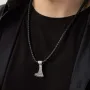 Серебряный кулон Топор со Щитом Иггдрасилья, Кельтским амулетом Спокойствия 7046 Оникс