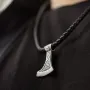 Серебряный кулон Топор со Щитом Иггдрасилья, Кельтским амулетом Спокойствия 7046 Оникс
