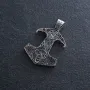 Серебряный кулон Молот с символами трискелиона и кельтского узла 7048 Оникс