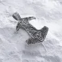 Серебряный кулон Молот с символами трискелиона и кельтского узла 7048 Оникс