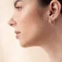 Серьги - кольца Гвоздь в желтом золоте (фианиты) с08343 Оникс