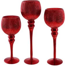 Интерьерные подсвечники в наборе 30см 35см 40см Qiotto Ruby Red DP218757 BonaDi Интерьерные подсвечники в наборе 30см 35см 40см Qiotto Ruby Red DP218757 BonaDi