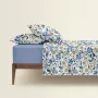 Євро постіль з простирадлом на гумці CALIFORNIA FLOWERS CS1 Cosas Синій 200х220 см