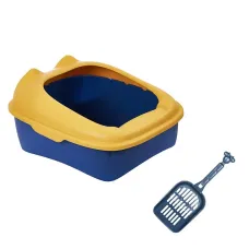 Туалет для кішок Taotaopets 268802 Yellow 40*30*20 cm лоток для котів з лопаткою Туалет для кішок Taotaopets 268802 Yellow 40*30*20 cm лоток для котів з лопаткою