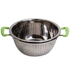 Дуршлаг с силиконовыми ручками из нержавеющей стали Kamille KM-4359 26 см Хром Дуршлаг с силиконовыми ручками из нержавеющей стали Kamille KM-4359 26 см Хром