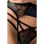 Комплект белья и пояс для чулок Passion FLORIS SET размер XXL/XXXL черный (PS23712)