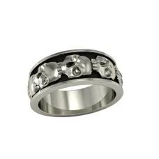 Кольцо с черепами Maxi Silver 8007 SE 17