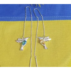 Серьги протяжки колибри Maxi Silver 9219