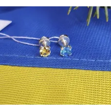 Пусеты с камнями желто голубые Maxi Silver 9194