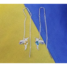 Серьги колибри протяжки Maxi Silver 9183
