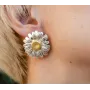 Серьги ромашка Maxi Silver 9076