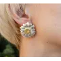 Серьги ромашка Maxi Silver 9076